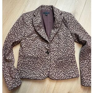 Ann Taylor Leopard Print Blazer Jacket – Brown Taupe – Size 0